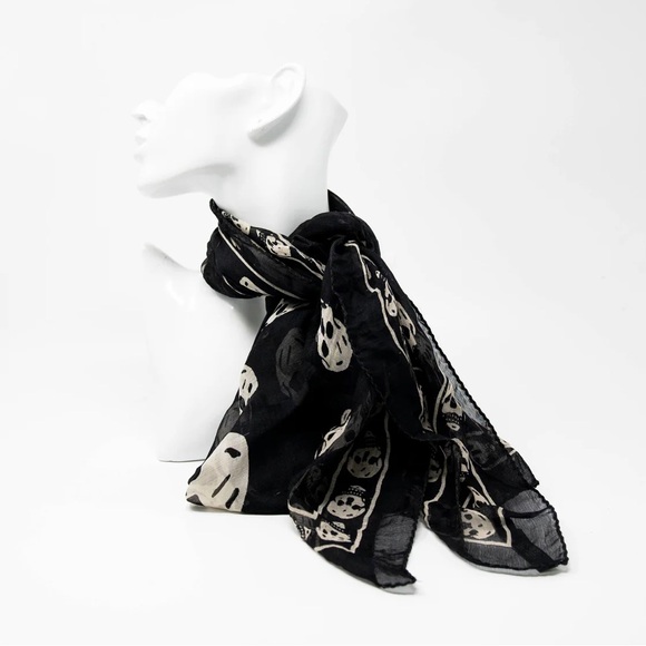 Alexander McQueen Black Silk Skull Scarf - Picture 1 of 7